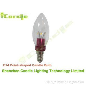 Red Aluminum Point Shaped 3W LED Candle Bulb E14 B15 E10 27
